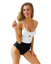 Load image into Gallery viewer, Black and White Slimming One Piece Swimsuit
