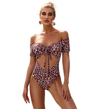 Load image into Gallery viewer, Pink Leopard Feature One-piece Swimsuit- Tie Front feature

